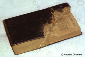 Bullet damaged Bible